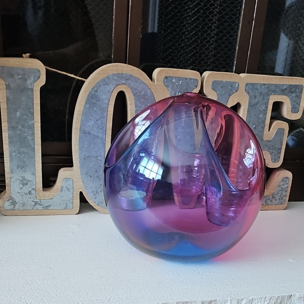 Blodgett Glass Pink and Purple Decorative Orb
